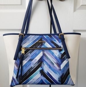 💢SOLD💢Calvin Klein Blue Chevron Saffiano Tote